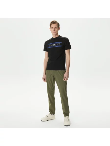Lacoste Koszulka O Regularnym Kroju Z Nadrukiem Przy Dekolcie czarny