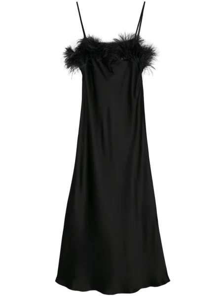 Rochie Antonelli din satin cu pene de costum negru