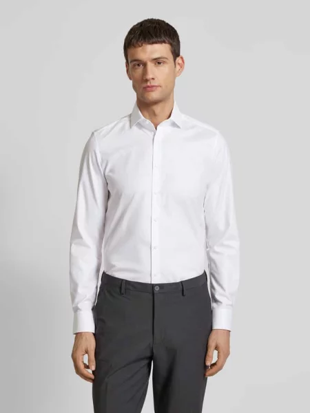 Koszula biznesowa o kroju slim fit z tkaniny big twill Olymp Level 5 biała