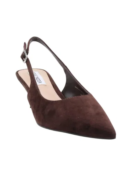 Czółenka Steve Madden skórzana z otwartą piętą brązowa