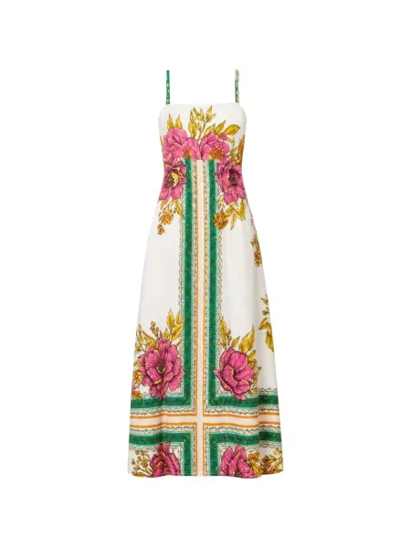 Rochie maxi Nema cu model floral cu imagine cu bretele alb
