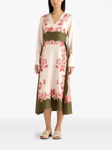 Sukienka midi Momoni w kwiatki z nadrukiem z dekoltem w serek
