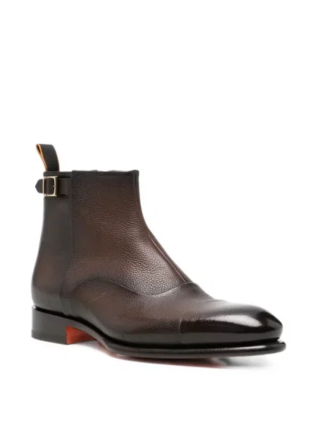 Botine Santoni din piele cu cataramă maro