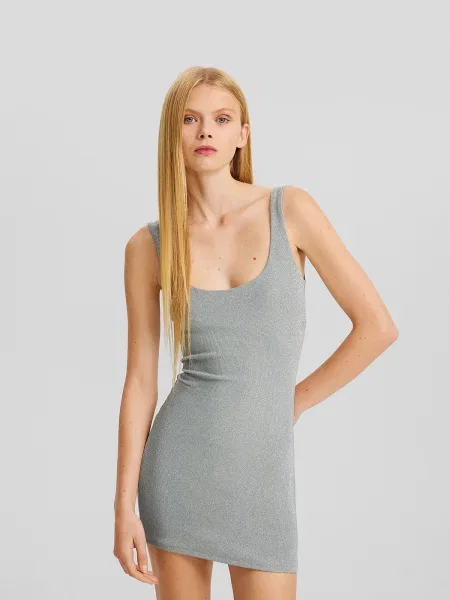 Bershka Rochie argintiu gri
