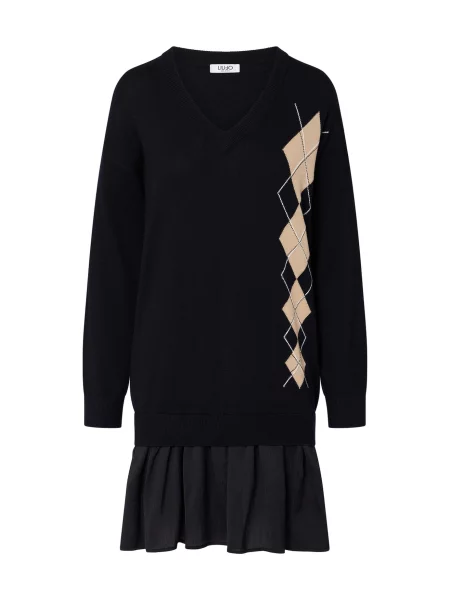 Liu Jo Rochie tricotat maro caramel / negru alb