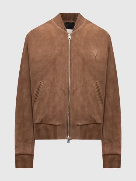 Замшевый бомбер Ami Paris коричневый