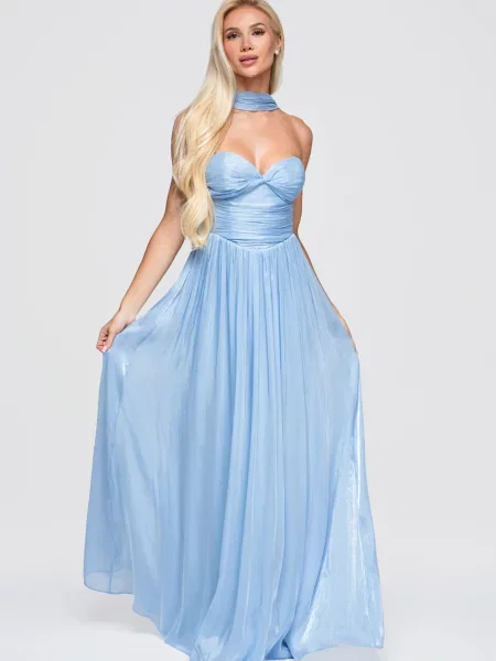 Rochie maxi Edoti cu spatele deschis albastru