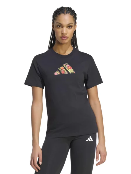 ADIDAS SPORTSWEAR Funkčné tričko FLORAL svetlozelená / oranžová / ružová čierna