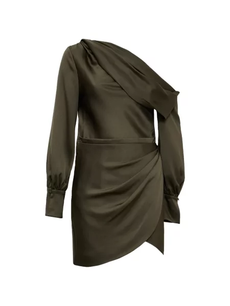 Rochie mini Simkhai drapată cu un umăr gol verde