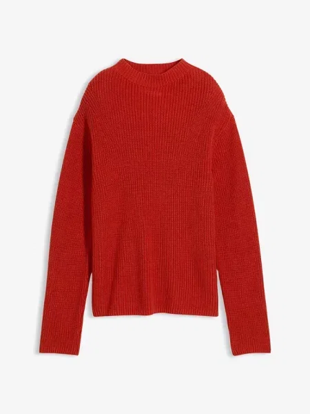 Sweter prążkowany z czystej bawełny organicznej pomarańczowy