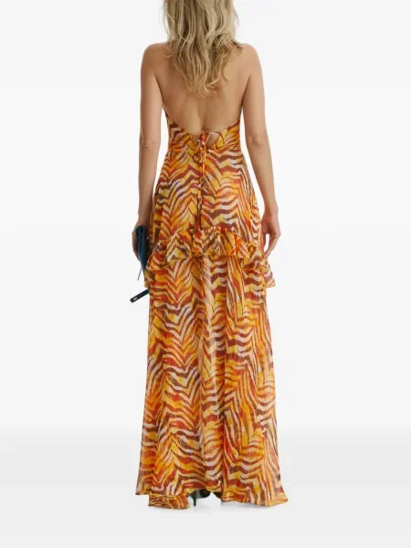 Rochie maxi Cuanna cu imagine cu model zebră portocaliu
