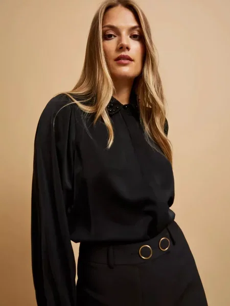 Gulerat cămașă Marisse negru