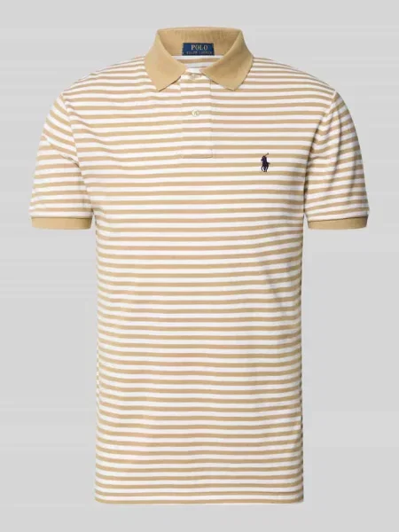 Koszulka polo o kroju slim fit z czystej bawełny model YD MESH STRIPE POLO' Polo Ralph Lauren beżowa