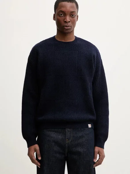 Carhartt WIP pulover din amestec de lână Bishop Sweater bleumarin