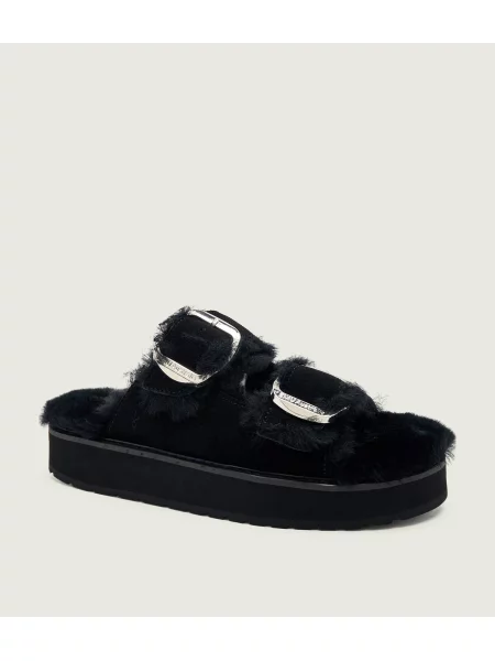EMU Australia Căptușite șlapi Cabello | piele întoarsă | shearling negru