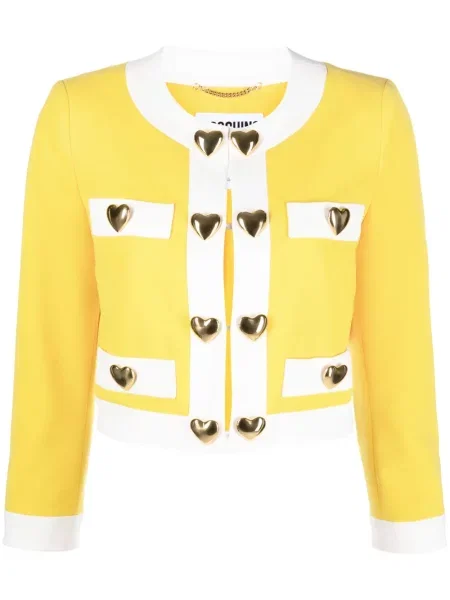 Geacă Moschino cu motiv cu inimi galben