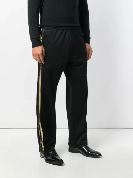 Pruhované kalhoty Dsquared2 s flitry černé