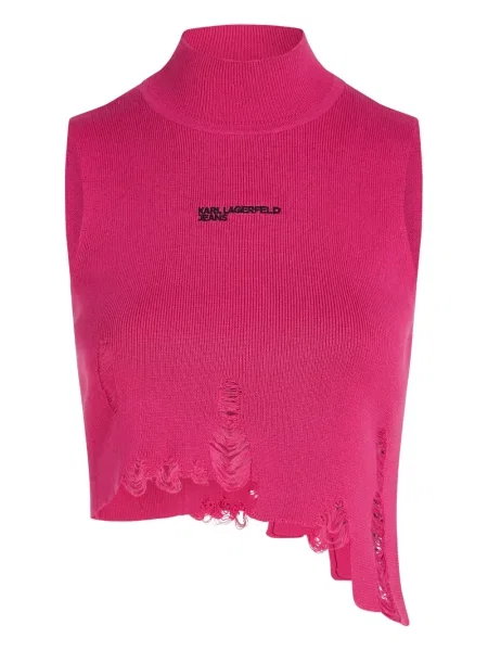 Top Karl Lagerfeld Jeans zdrențuiți roz
