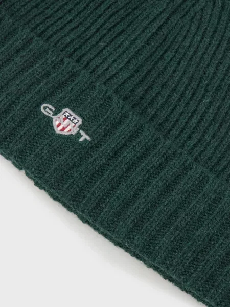 Шерстяная шапка Gant зеленая