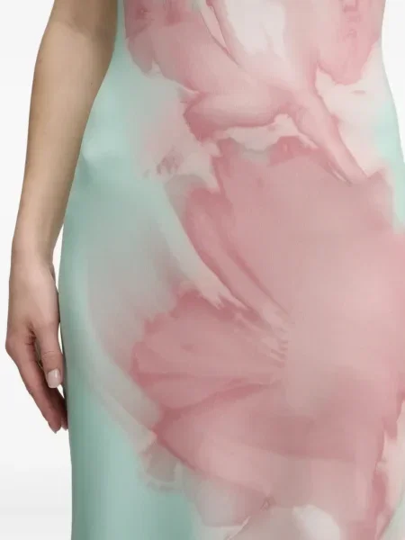 Rochie midi Desigual cu model floral cu imagine până la genunchi verde