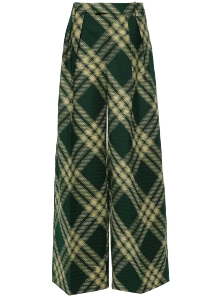 Pantaloni Burberry de lână plisate verde