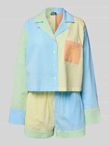 Piżama o kroju comfort fit z czystej bawełny model SCALLOP SEERSUCKER' Polo Ralph Lauren