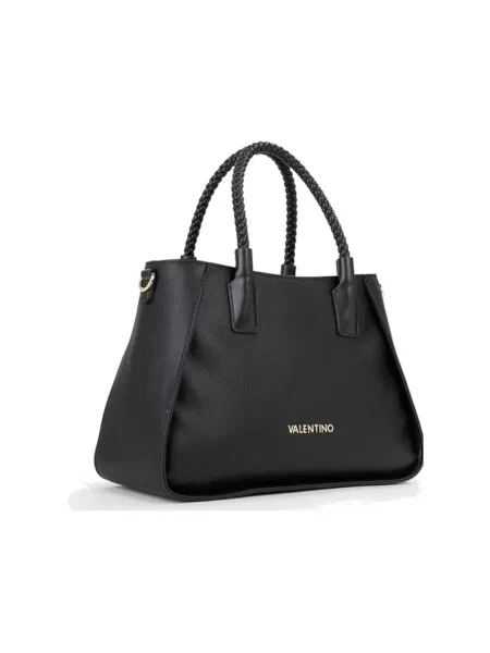 Lniana shopperka Valentino By Mario Valentino czarna