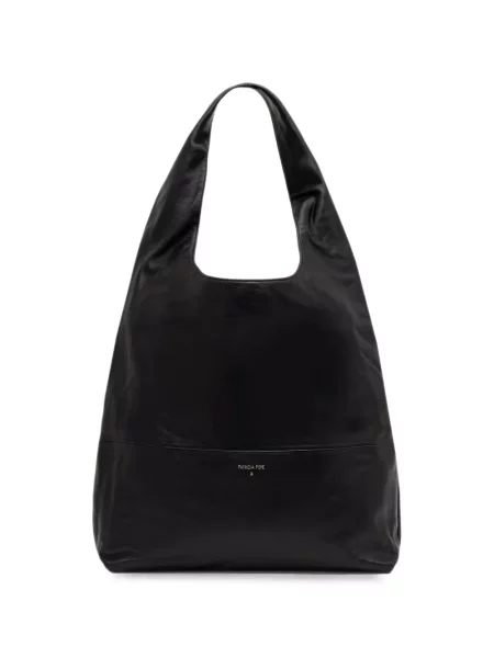 Geantă shopper Patrizia Pepe din piele cu imagine negru