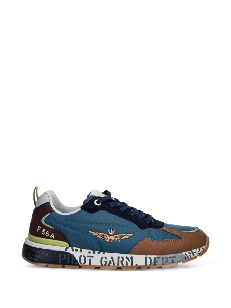 Sneakerși Aeronautica Militare cu broderie albastru