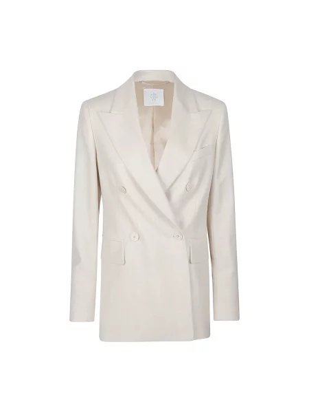 Marynarka Eleventy wełniana dwurzędowa beżowa