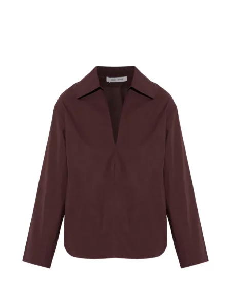 Bluză Samsøe Samsøe cu decolteu în V maro