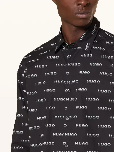 Hugo Košile Ermo Casual Slim Fit černá/ světle šedá/ šedá černá