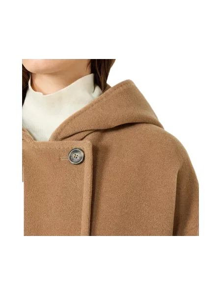 Płaszcz Weekend Max Mara wełniany z kapturem beżowy
