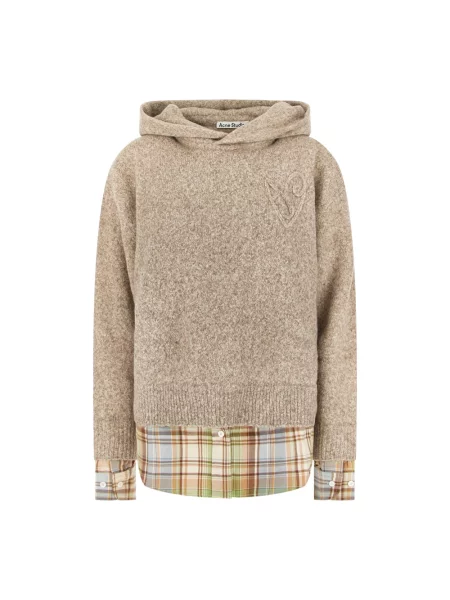 Dzianinowa bluza z kapturem Acne Studios z kapturem beżowa