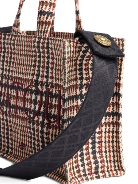 Haftowana torebka Patou w pepitkę brązowa