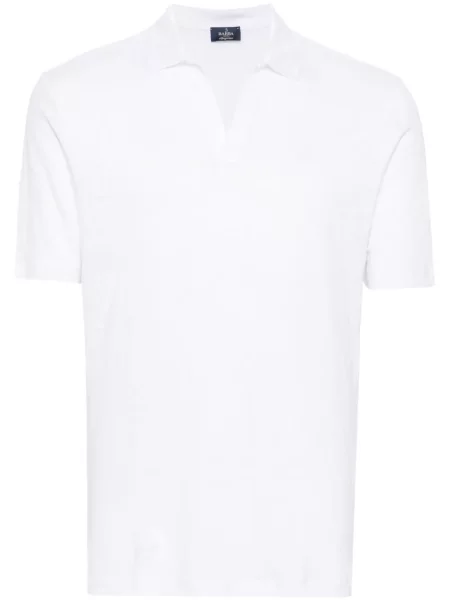 Tricou polo Barba de in cu decolteu în V alb