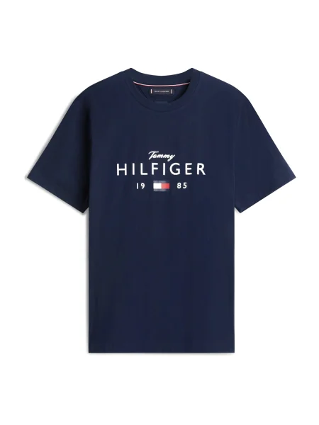 Tommy Hilfiger Tričko Brand Love Tmavomodrá biela