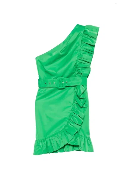 Rochie Twinset cu volane cu un umăr gol verde