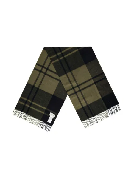 Barbour szalik wełniany wzorzysty zielony