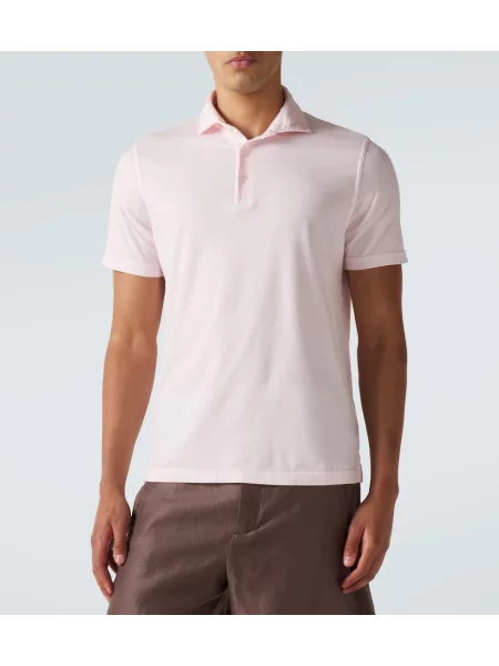 Tricou polo Fedeli din jerseu roz