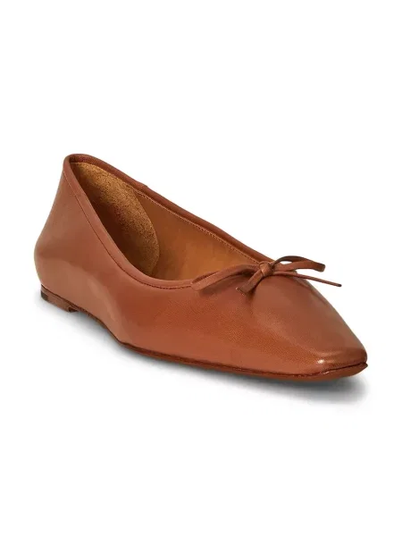 Kožené balerínky Polo Ralph Lauren Pointed Ballet hnedá
