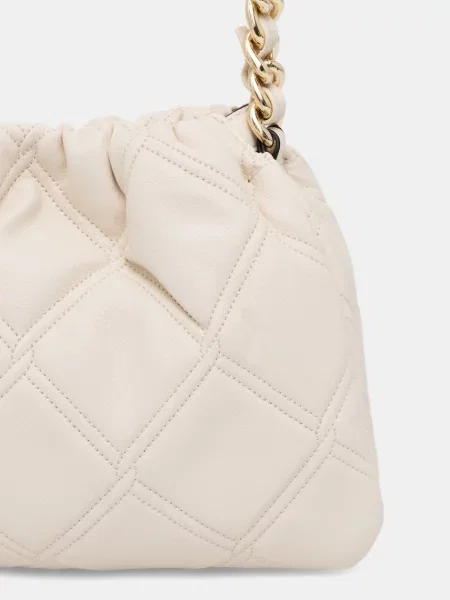 Torba na ramię z detale z logo marki Tommy Hilfiger beżowa