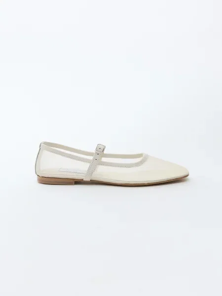 Балетки Emmelie Delage с сеткой в сеточку бежевые