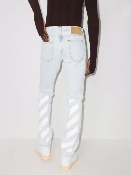 Pruhované džíny Off-white s potiskem bílé