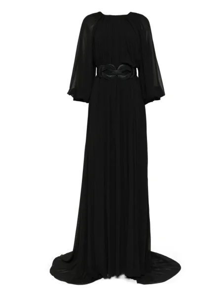 Rochie maxi Saiid Kobeisy plisată de costum negru