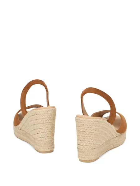 Espadrile Manebi din piele de căprioară cu pană maro