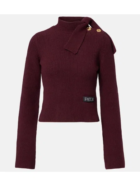 Pulover Patou cu funde de lână bordo