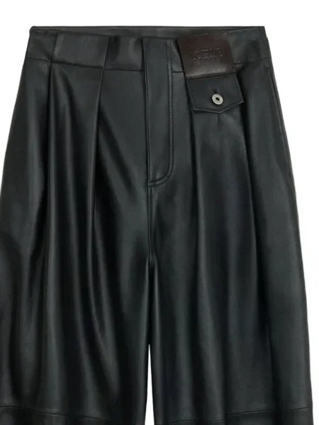 Pantaloni Loewe din piele plisate negru