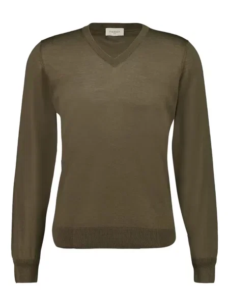 Pulover Piacenza Cashmere din cașmir cu decolteu în V lung verde