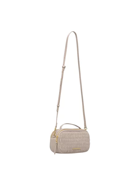 Calvin Klein Torba Na Ramię Z Falbanką beige beżowa